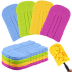 Zubebe 12 Pcs Duster Refill Reusable Fleece Duster Refills Feather Flat Dusters Multi Surface Washable Cleaning Pads Tools for Home, Blinds, Car, Pet, Furniture, Fans (Red,Yellow,Green,Blue)