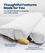 Everlasting Comfort Luxury Bath Pillows for Tub with Head and Neck Support - Non-Slip Bathtub Pillow with Suction Cups, Quick-Drying Mesh & Drying Hook - Jacuzzi & Spa Accessories for Women - White
