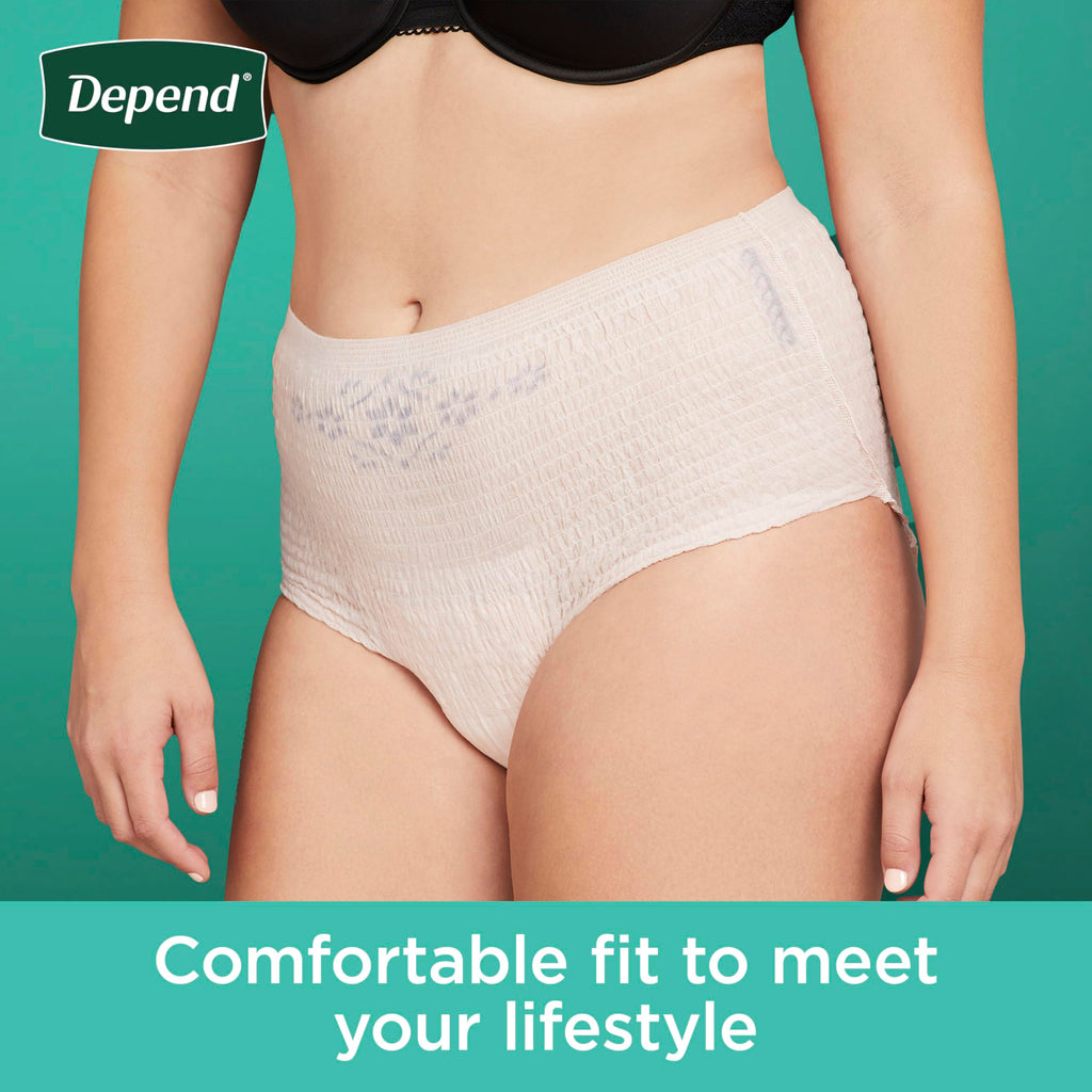 Depend Fresh Protection Adult Diapers, Incontinence & Postpartum Bladder Leak Underwear for Women, Disposable, Maximum, Large, Blush, 28 Count, Packaging May Vary