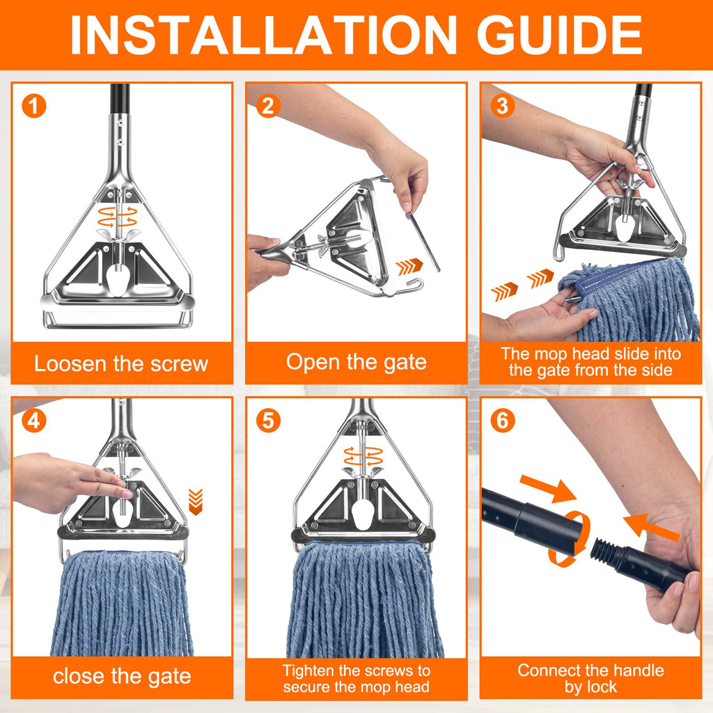 KeFanta 60" Metal Mop Handle Commercial Heavy Duty,Industrial Mop Stick
