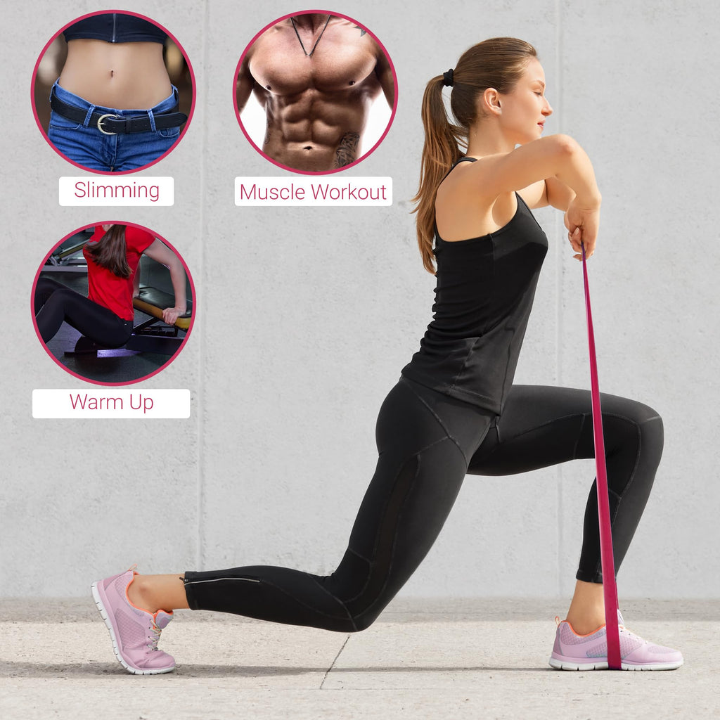 TechStone Resistance Bands Set for Men and Women, Pack of 5 Different Levels Elastic Band for Home Gym Long Exercise Workout ��� Great Fitness Equipment for Training, Yoga ��� Free Carrying Bag (Pink)