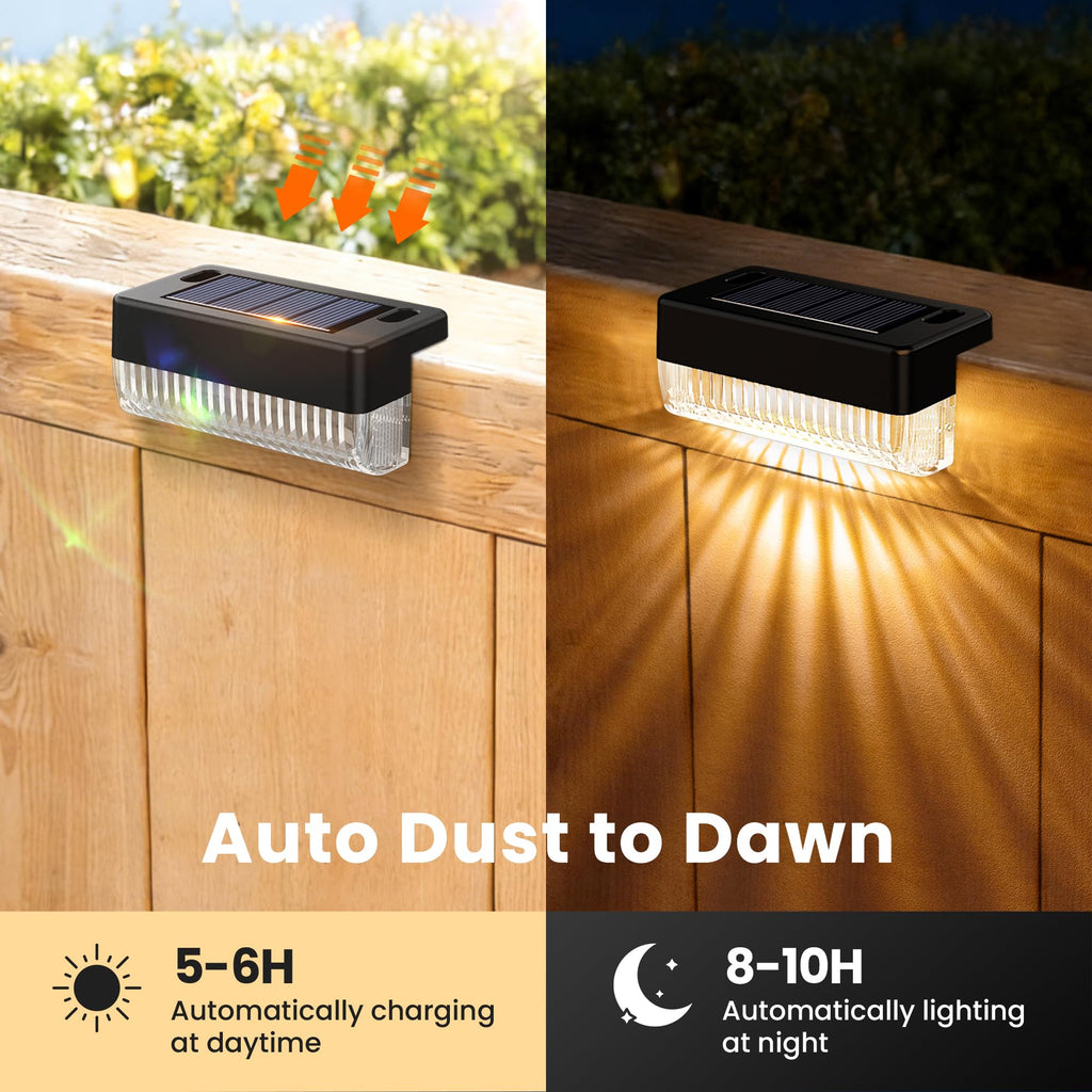 COOZAMING Solar Deck Lights Outdoor 24 Packs, Solar Powered LED Step Lights Waterproof Outdoor for Deck, Step, Fence, Wall, Patio, Yard, Pool, Pathway and Stairs (Warm White)