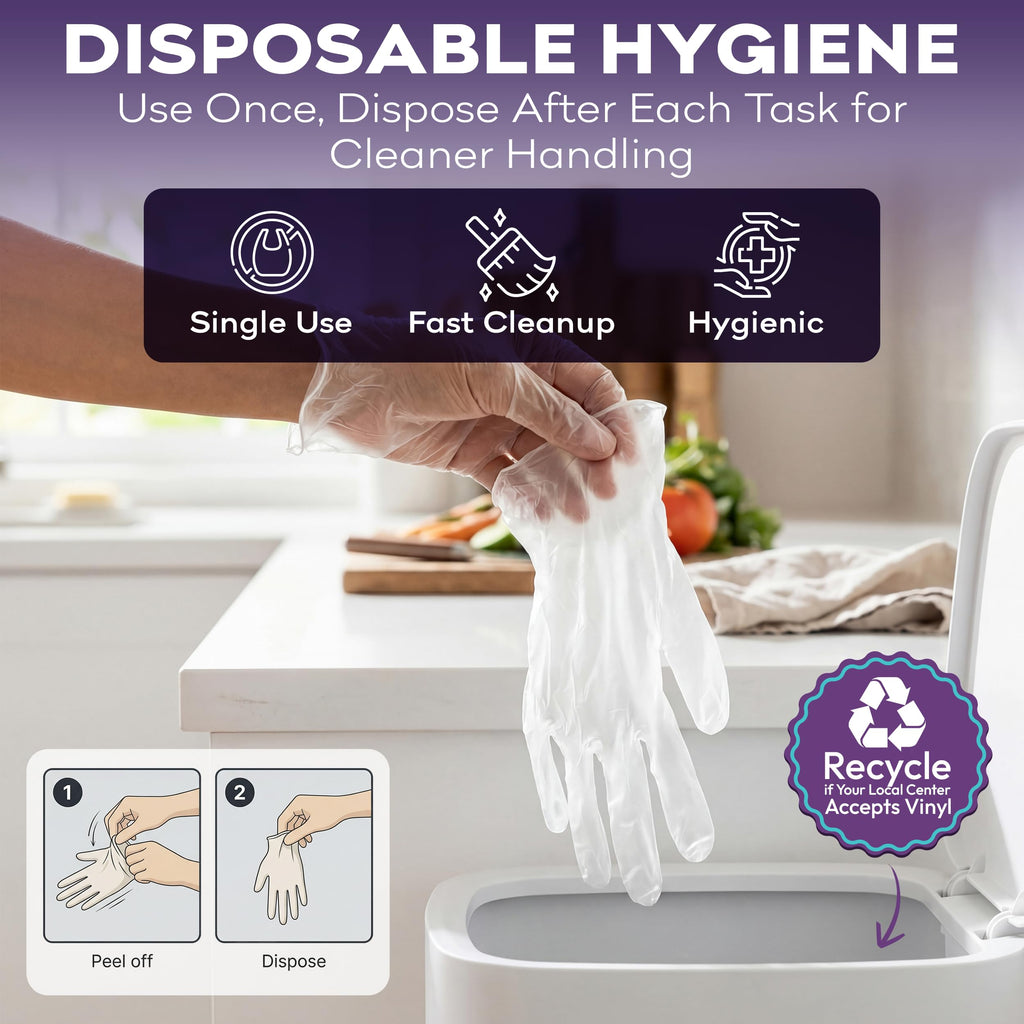 Vinyl Disposable Gloves X Large - 1000 Count Case Clear Food Safe Cooking and Household Cleaning Gloves - Powder Free and Latex Free Kitchen Glove for Meal Prep and Food Service