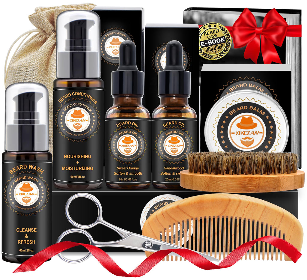 XIKEZAN Beard Kit Gifts for Men Beard Grooming/Care-Soften,Soothe Mustache