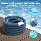 BEWAVE Pool Vacuum Hose, Above/In Ground Manual Heavy Duty Swimming Pool Hose with Swivel Cuff, 1-1/2 In x 30 Ft