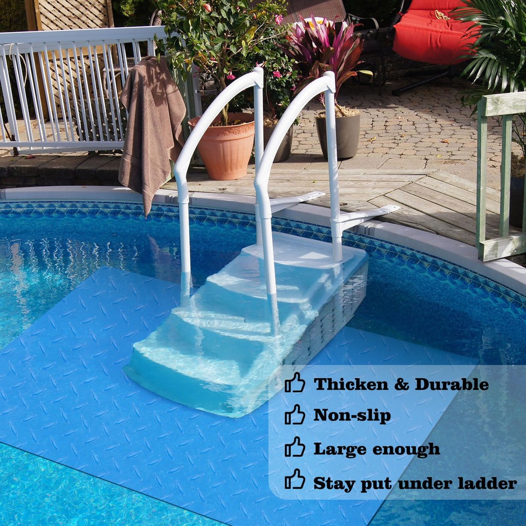 45x60 inches Swimming Pool Ladder Mat Protective Swimming Pool Step Pad for Above Ground Swimming Pool Ladder Pad Vinyl Non-Slip Pool Liner