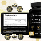 Shilajit Capsules 20,000mg – Pure Himalayan Shilajit for Men & Women – Same as Resin - Fulvic Acid Supplement with 85+ Trace Minerals – High Potency Natural Energy – 120 Vegan Capsules
