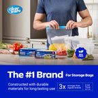 2 Gallon Storage Bags, Double Zipper Seal - 120 Count, (4 Packs of 30) Resealable Thick Plastic Food Storage Bags - Microwave-Safe, BPA Free - Resealable Containers for Lunch, Snacks, Meals