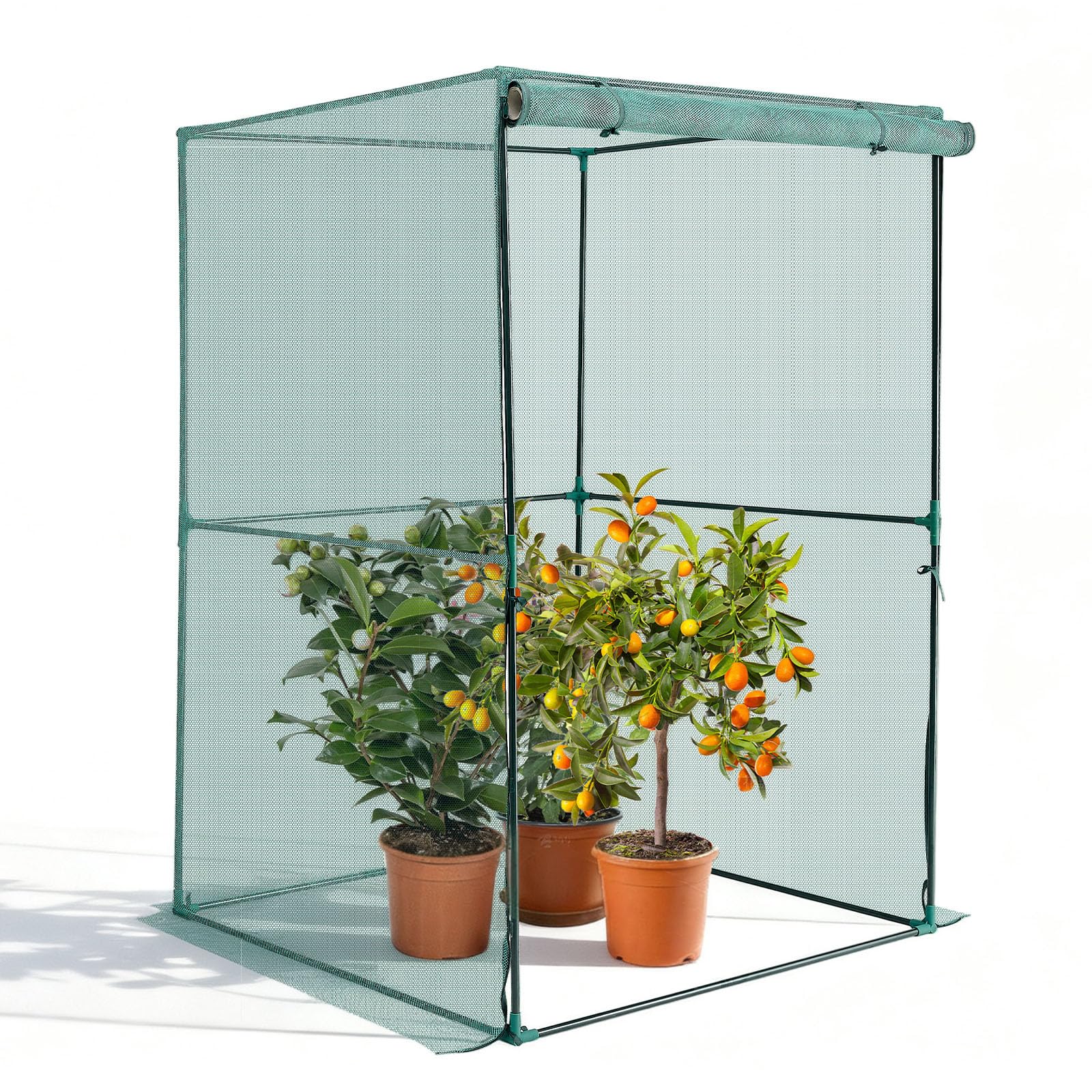 VEVOR Crop Cage, 3.9 x 3.9 x 5.9 ft Plant Protection Tent with Zippered Door, Wind-Resistant Tall Crop Cage, Easy to Install, Outdoor Raised Bed Cover, Tomato Plant Netting for Garden Patio Lawn