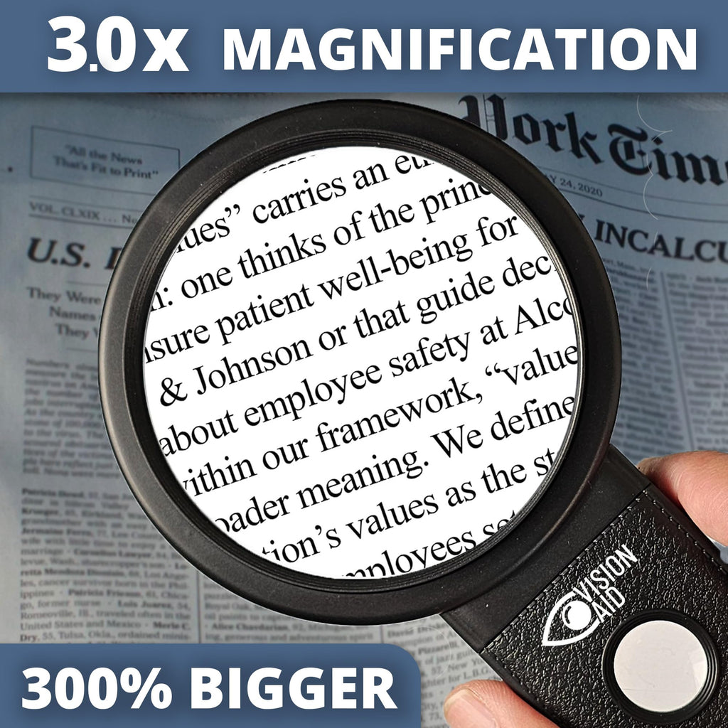 Hands-Free Magnifier with USB Rechargeable LED Lights and Storage Case | Loupe Magnifying Glass with Stand for Reading Jewelry Coins Watch Hobby Crafts Close Work