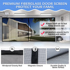 Garage Door Screen for 2 Car Garage 18x7FT, Magnetic Screen Garage with Retractable Fiberglass Mesh and Heavy Duty Weighted Bottom, Easy Assembly & Pass, Hands Free Screen Door Kit