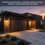 hameso Black Dusk to Dawn Wall Mount Porch Lights, Exterior Light Fixtures