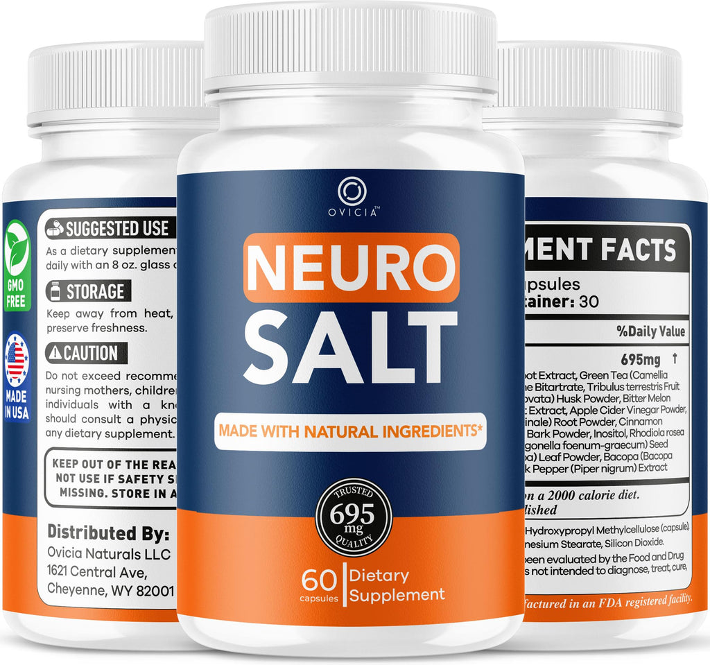 Neuro Salt Capsules - Official NeuroSalt Pills Advanced Premium Formula Support Maximum Strength, All Natural Ingredients Vitamins for Overall Health & Wellness, 60 Capsules for 1 Month