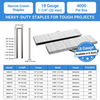 meite 18 Gauge 1/4-Inch Narrow Crown Staples, 1-1/4-Inch Length Heavy Duty Galvanized Upholstery Staples for Electric or Pneumatic Narrow Crown Stapler Guns (4,000 PCS)