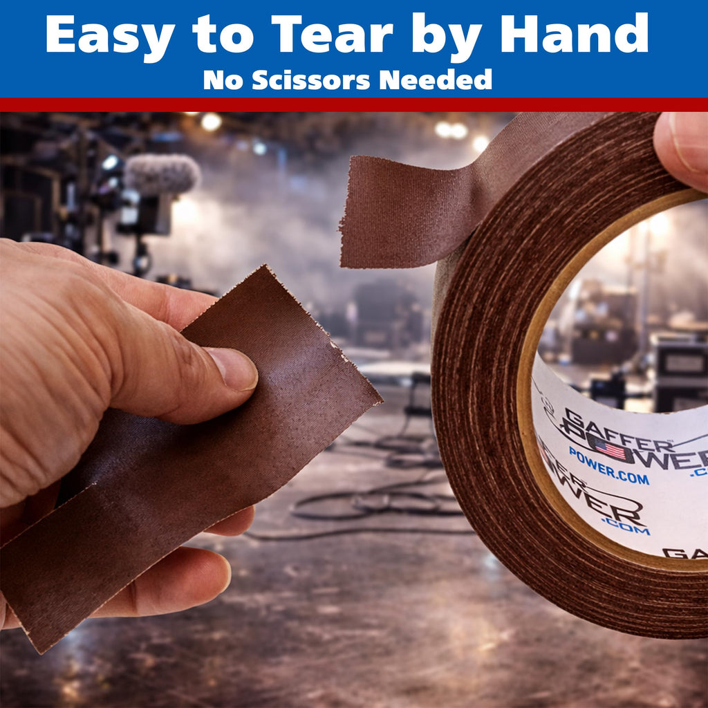 Gaffer Power Brown Gaffer Tape 2” x 30 Yards – Made in USA, Professional Grade, No Residue, Non-Reflective Matte Cloth Tape for Stage, Photography & Cable Management