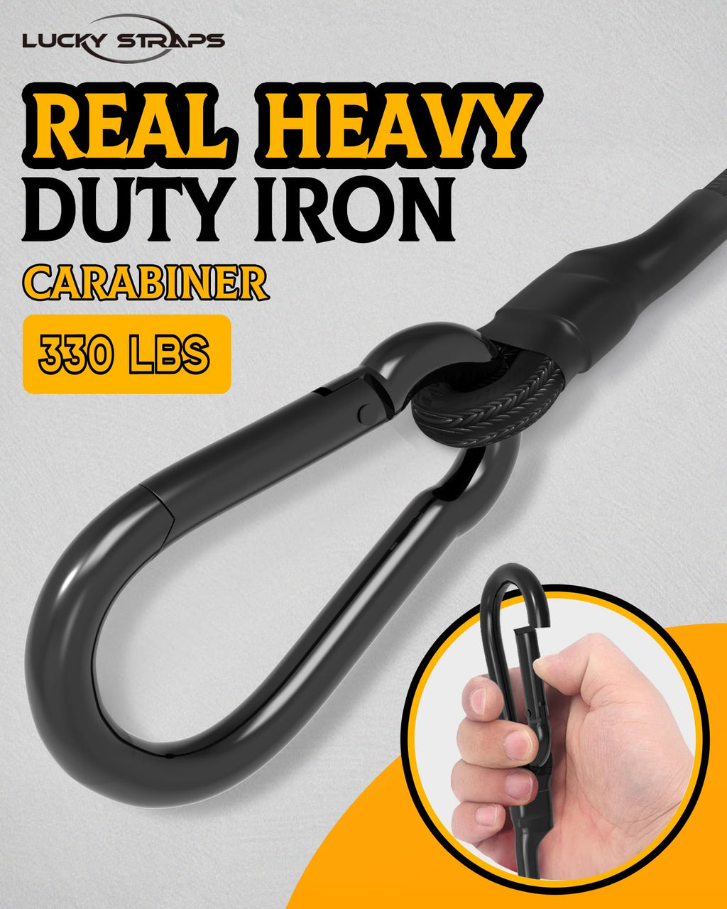 8 Inch Short Small Carabiner Bungee Cord with 190 Lbs Max Break Strength, 8 Pcs Black Mini UV Resistant Bungee Straps with Upgraded Carabiner Hooks, Great for Cargo, Bike, Kayak Boat, Luggage, etc