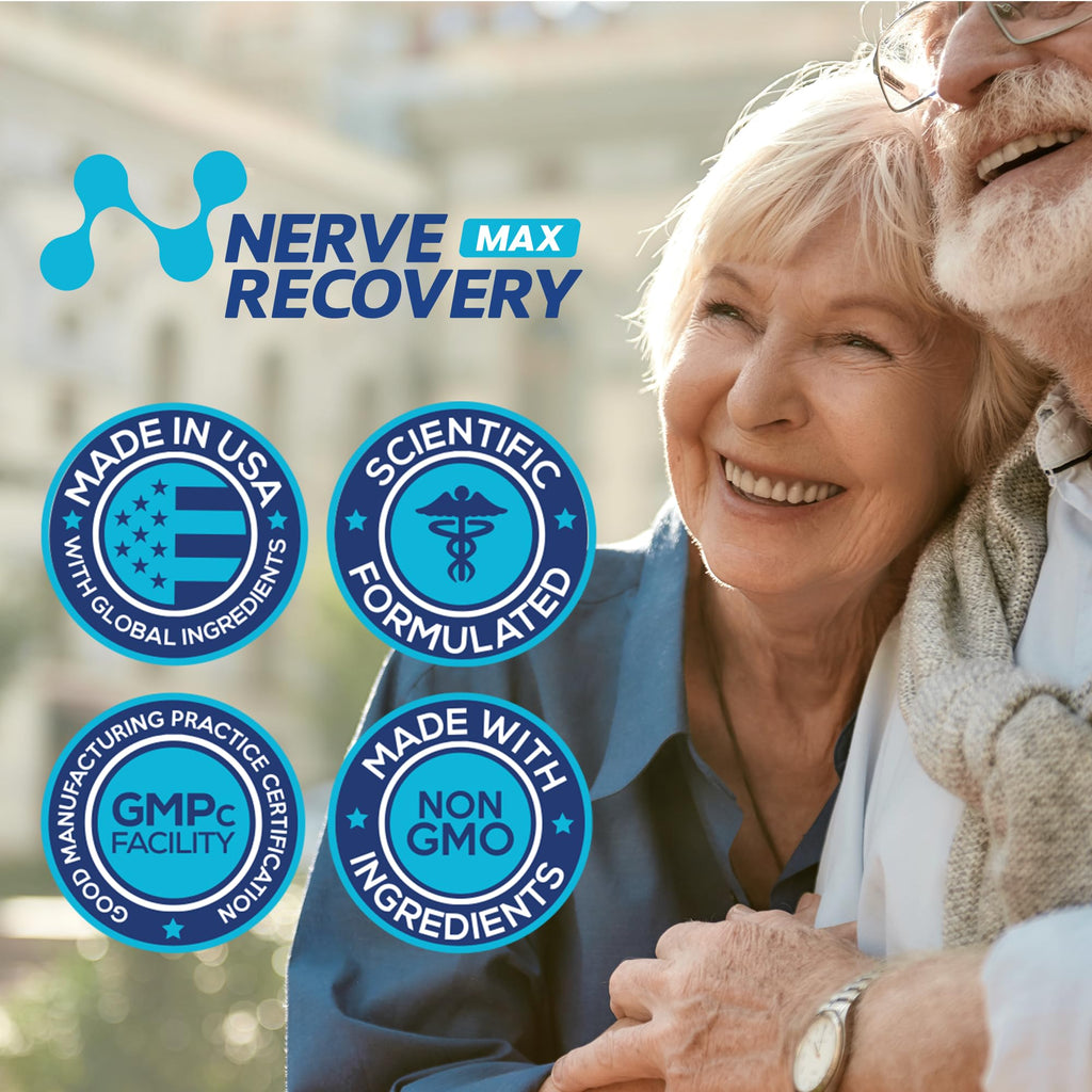 Nerve Recovery Max - Non-GMO Advanced Nerve Support Supplement with Vitamin D3 and Alpha Lipoic Acid for Nerve Protection and Restoration - Made in the USA - 30-Day Supply, 1 Bottle