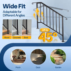 VIVOHOME 4-Step Hand Rails for Outdoor Steps with Curved Ends and Balusters
