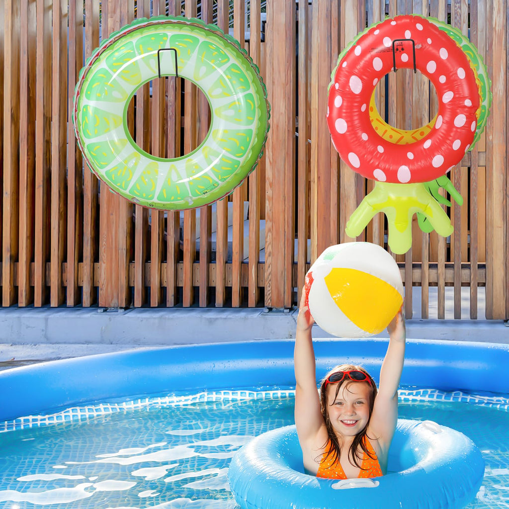 MUOUAKATE 3 Pcs Pool Float Storage Holder, 17.3 Inch Wall Mount Pool Float Organizer Storage Rack with Hangers for Swimming Ring, Towel, Tools & More Storage Indoor Outdoor Space-Saving