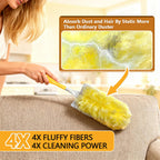 WAWINY 40 Pack Duster Refills Kit Fit for Swiffer Duster Handle,360° Deep Cleaner Heavy Duty Replacement with 1 Handle(Yellow)