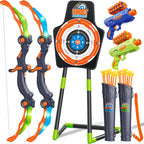 Bow and Arrow Toys for Kids, 2 Pack LED Light Up Archery Set Outdoor Indoor