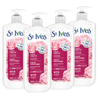 St. Ives Smoothing Hand & Body Lotion for Women with Pump, Daily Moisturizer Rose and Argan Oil for Dry Skin, Made with 100% Natural Moisturizers, 21 fl oz, 4 Pack