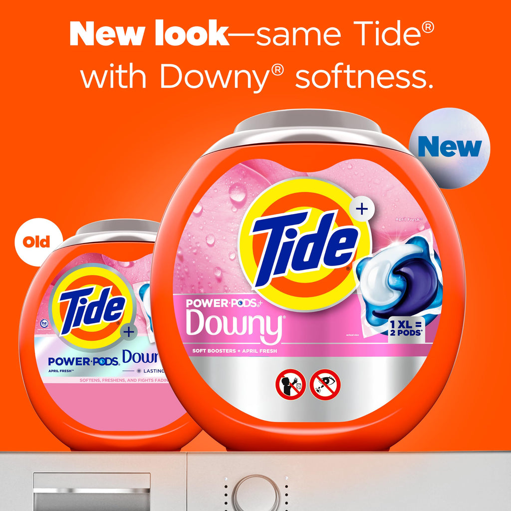 Tide Power PODs + Downy Laundry Detergent Pods, 63 Count, Soft Boosters + April Fresh