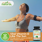 Why Not Natural Vitamin D3 K2 (MK-7) with Organic Spirulina, 10000 IU Extra Strength Supplement in Veggie Capsules, Supports Bone Health, Immune System and Mood