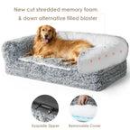 EHEYCIGA Foldable Human Dog Bed, 72"x44"x11" Orthopedic Memory Foam Human Sized Dog Bed, Waterproof Pet Bed for People, Faux Fur Pet Couch for Adult with Non-Slip Bottom, Grey