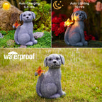 Nacome Dog Outdoor Statues for Garden with Solar Butterfly