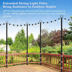 SINLEY 4 Pack String Light Poles,10 Ft Metal Poles with Fork for Outdoor String Lights,Outdoor Light Poles with Fork,Poles/Post/Stand for Outside,Patio,Deck,Backyard,Garden Wedding,Party