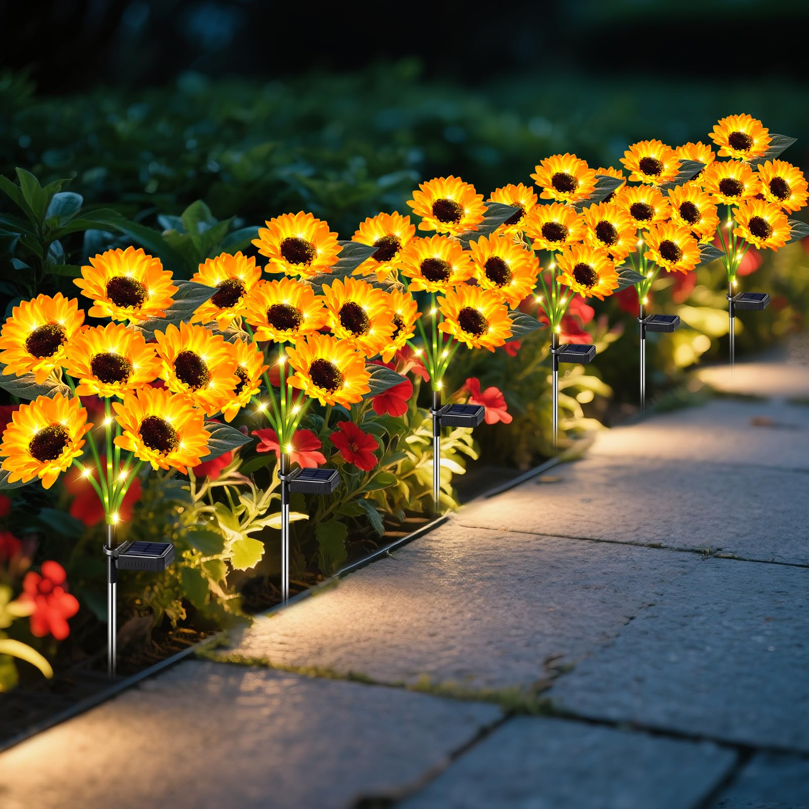 ostritec Sunflower Solar Lights Outdoor Decor, 6 Pack Solar Garden Decor Waterproof Solar Sunflower Outdoor Lights for Garden Patio,Flower Bed, Pathway, Gift for Women, Mom, Grandma (6 Pack)