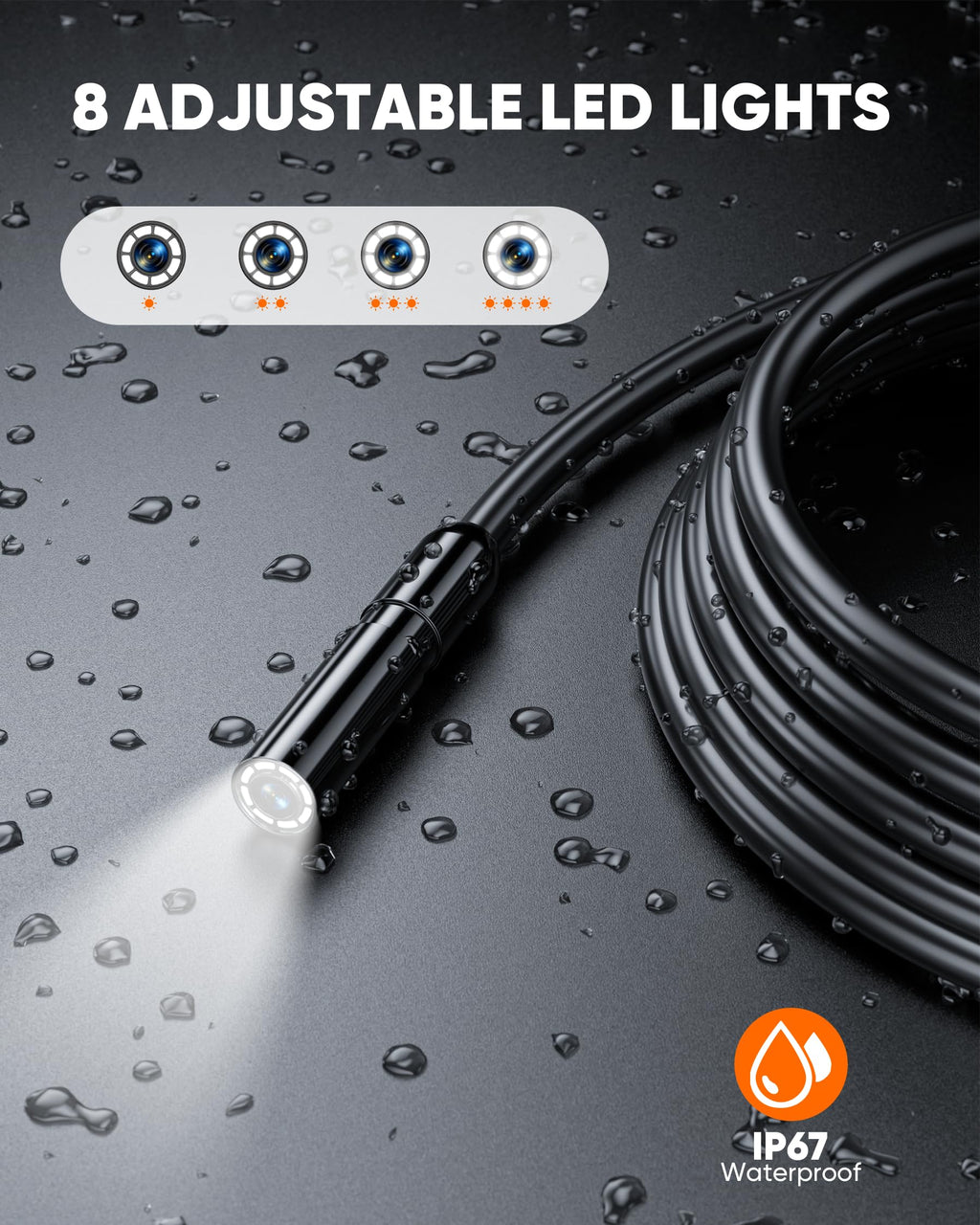 Cable Snake Camera T TAKMLY Endoscope Camera with Light, Dual Lens 1080P Industrial ...