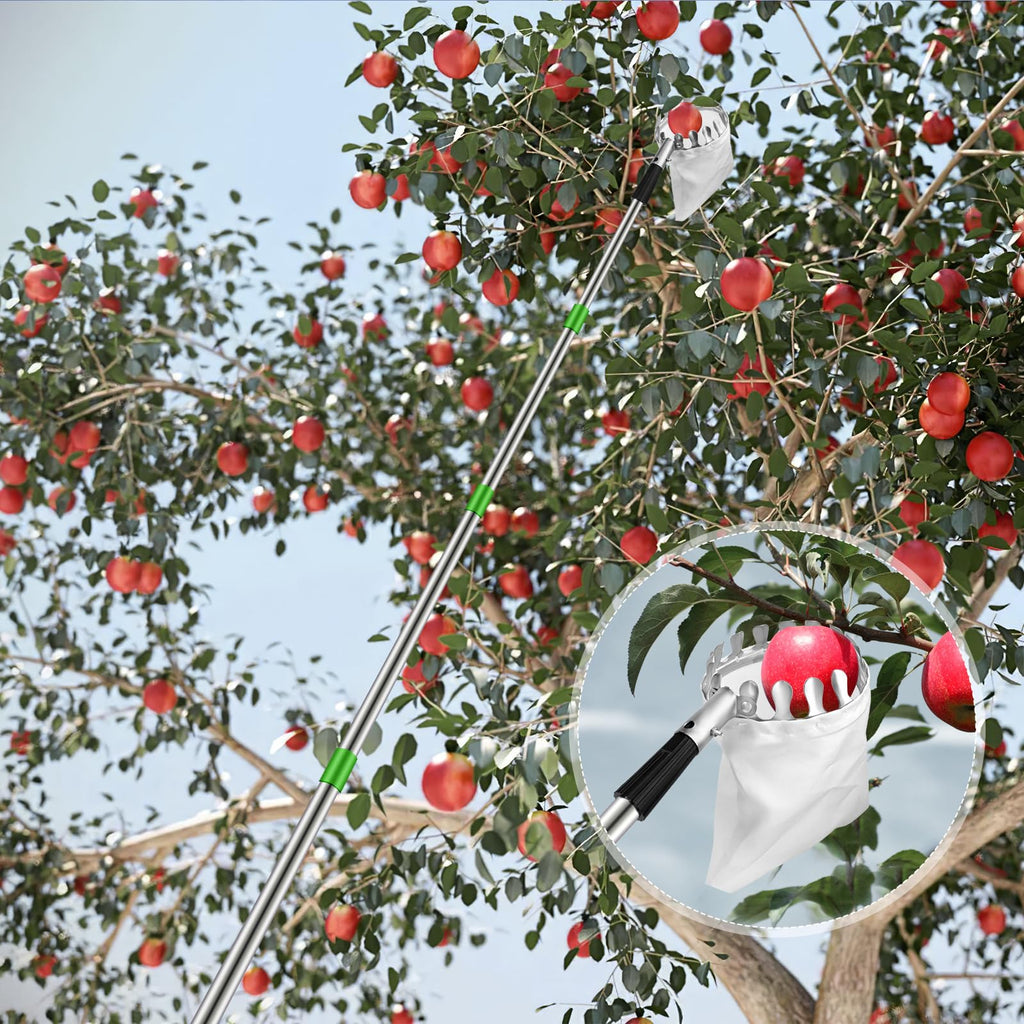 Kkluno 13.1FT Fruit Picker Pole with Basket Telescoping