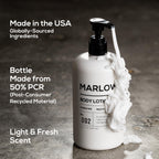 MARLOWE. No. 002 Body Lotion for Men, 15 oz Pump, Original, Revitalizing Dry Skin Lotion with Aloe Vera & Amino Acids, Hydrates & Nourishes, Lightly Scented