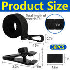 codree 36 Pcs Pool Solar Cover Reel Attachment Kit, Inground Swimming Pool Solar Cover Straps and Clips, Solar Blanket Strap Kit Including 12 Straps with Hooks, 12 Clips and 12 Touch Fastener (Black)