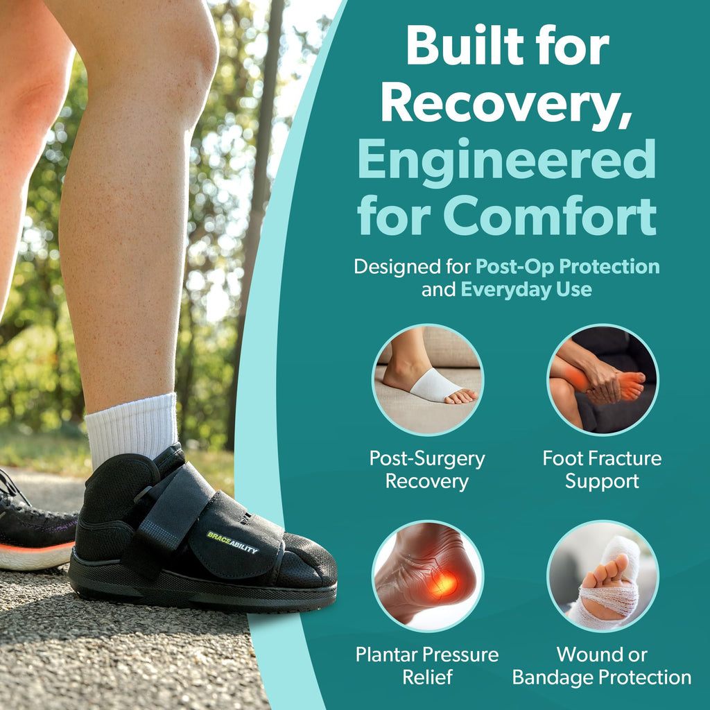 BraceAbility Closed Toe Medical Walking Shoe - Kid’s Lightweight Broken Toe Cast Boot, Fractured Foot Brace for Metatarsal Stress Fracture, Post-op Bunion, Surgery Recovery for Boys and Girls (XS)