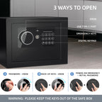 Digital Electronic Money Safe, Steel Security Lock Box with Keypad, Office Hotel Business Jewelry Gun Cash Safe, 0.23 Cubic Feet, 9.06" W x 6.69" D x 6.69" H（black）
