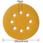 Aiyard 5-Inch 8-Hole Hook and Loop Sanding Discs 120-Grit Random Orbit Sandpaper, 100-Pack