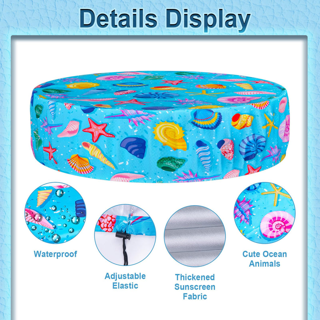 Docuwee Round Dog Pool Cover 48", Foldable Kiddie Solar Cover Fit Dog Collapsible Swimming Pool, Pets Kids Bath Tub, Anti-UV Dustproof Safety Pool Covers, Starfish Patterns