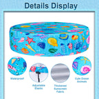Docuwee Round Dog Pool Cover 48", Foldable Kiddie Solar Cover Fit Dog Collapsible Swimming Pool, Pets Kids Bath Tub, Anti-UV Dustproof Safety Pool Covers, Starfish Patterns