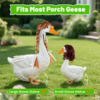 Tawd 4 Pcs Porch Goose Wigs for 17/23" Statues, Braided Lawn Goose Costume with Secure Clips for Outdoor Garden Patio Yard Decoration
