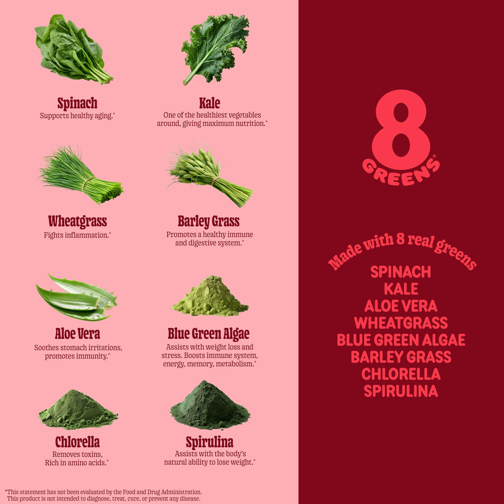 8Greens Supergreens Gummies | Super Greens Powder Superfood Gummy for Metabolism, Immunity & Focus, Digestive Health Enzymes, Organic: Chlorella, Spirulina, Aloe Vera, Apple Flavor, 50 Count