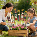 8 Pcs 4th of July Metal Firework Garden Stakes, American Flag Yard Sign, Patriotic Independence Day Memorial Day Decor for Outdoor Lawn, Yard, Garden, Walkway (Fireworks)