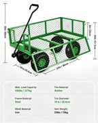 GarveeLife Heavy Duty Steel Garden Cart 500 LBS Capacity 3 in 1 Pullable Garden Wagon with 10 in Wheels for Gardening Soil, Tools, and Plant Transport