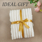 BEDELITE Ribbed Fleece Throw Blanket for Couch, Cream, 50"x60"