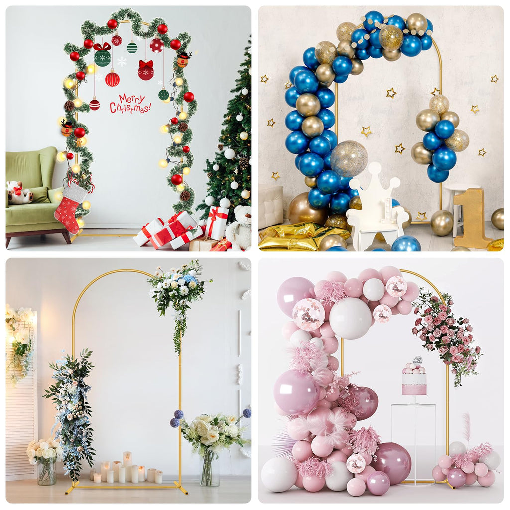 7.2FT Metal Arch Backdrop Stand Gold Wedding Balloon Frame Pergola Arbor