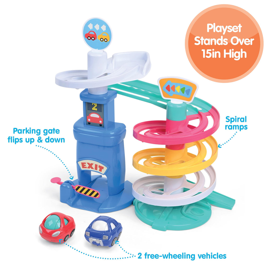 Kidoozie Park 'n Roll Garage - 4-Story Spiral Ramp Parking Fun for Toddlers 18+ Months!
