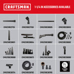 CRAFTSMAN CMXZVBE38762 1-1/4 in. x 6 ft. Friction Fit Wet Dry Vac Hose Attachment Kit, Fits Most Wet/Dry Vacuums with a 2-1/2 inch Drum Inlet and Attaches to 1-1/4 in. Accessories