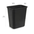 Amazon Basics Rectangular Plastic Office Wastebasket,14.4"L x 10.3"W x 15"H, 7 Gallon, Easy to Clean, Black, Pack of 2